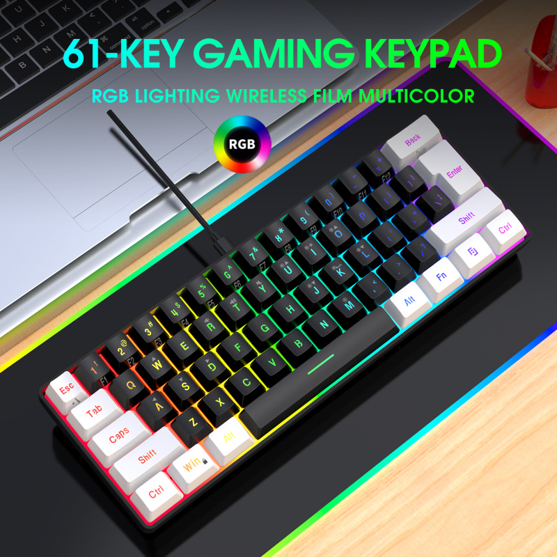 61 key film wired keyboard and mouse set